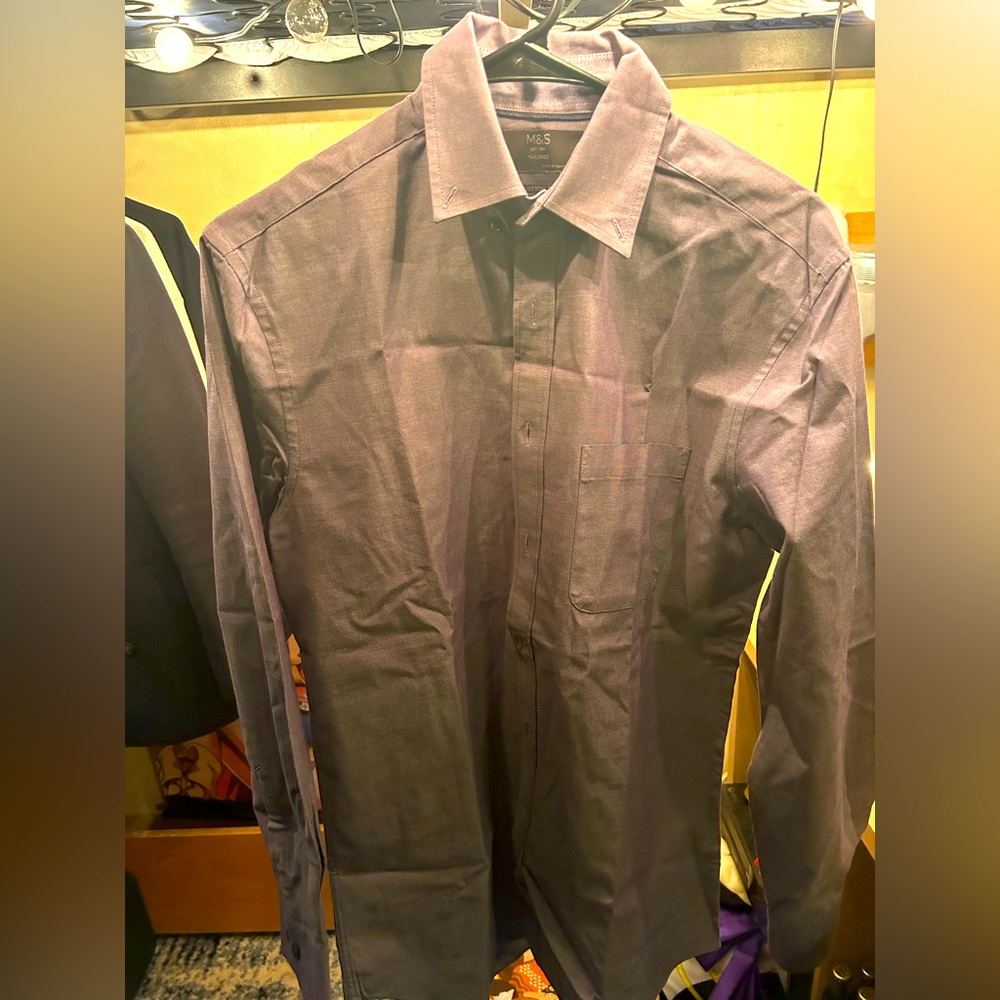 M&S Royal Purple Pure Cotton Dress shirt